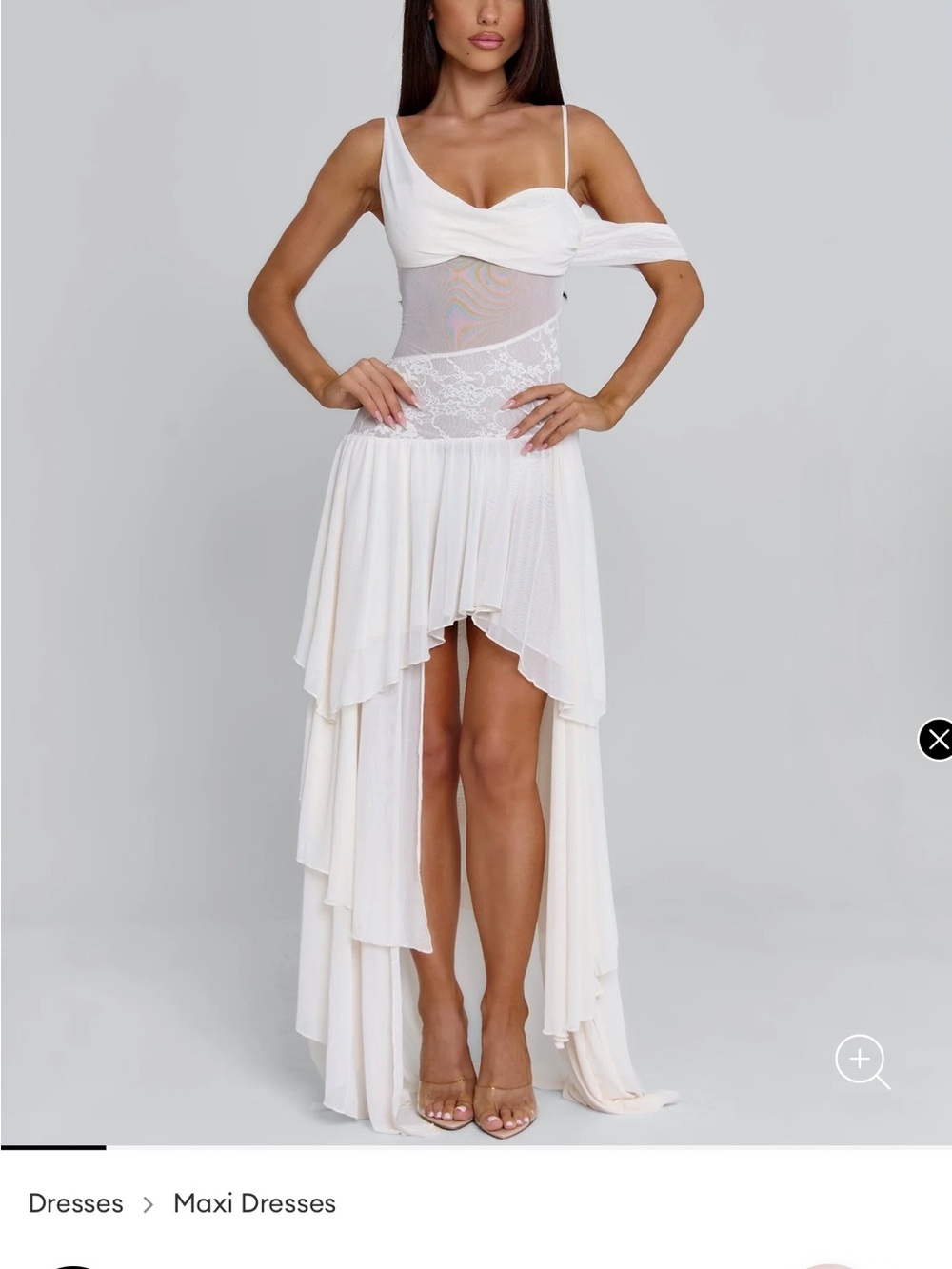 Ivory Asymmetric Lace High-Low Dress - SINORA MAXI DRESS IVORY form outcast